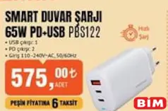 POLOSMART SMART DUVAR ŞARJI 65W PD+USB PBS122